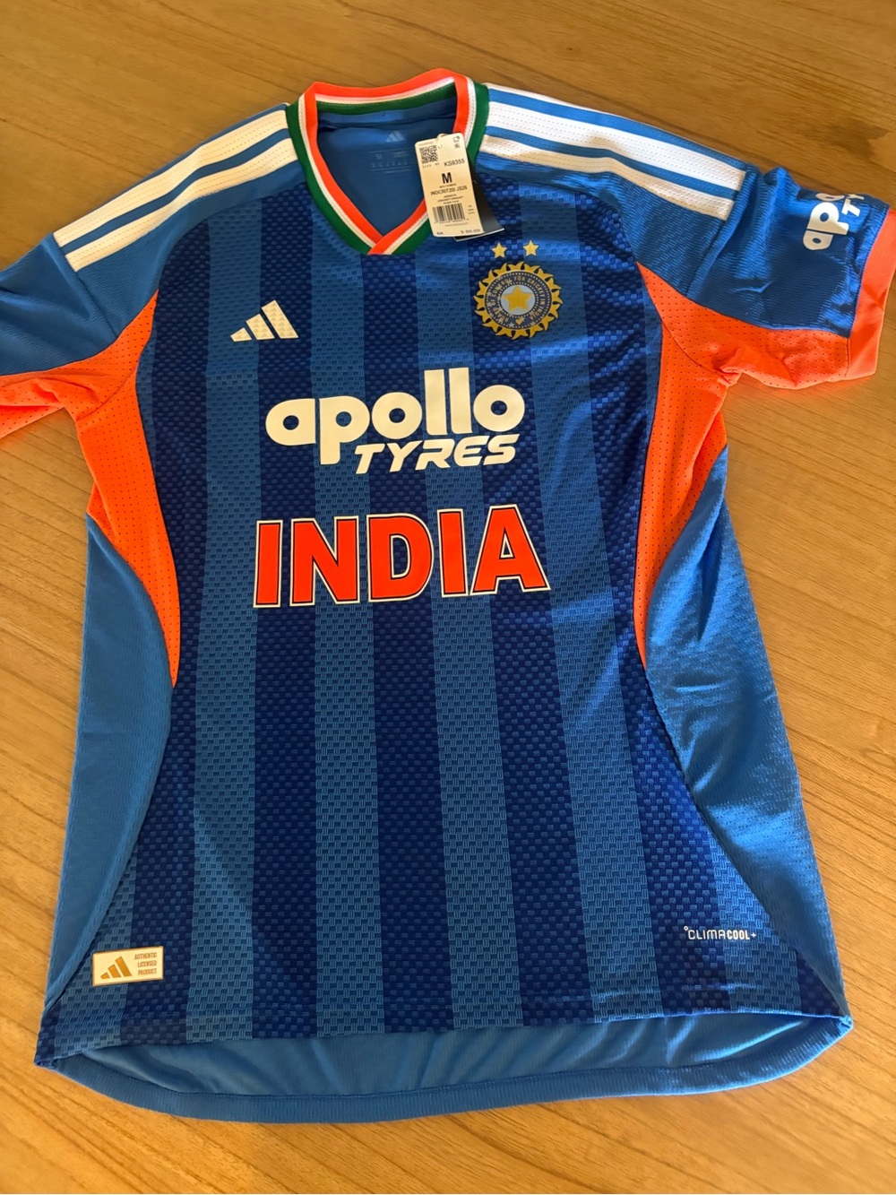 adidas India Soccer Jersey Blue/Orange Men's M ClimaCool NWT